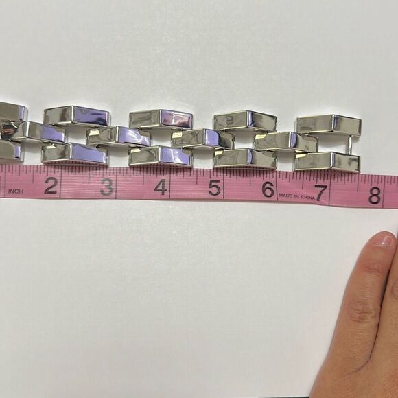 Stella and Dot Chunky Garbo Silver Link Geometric Bracelet - Picture 8 of 11